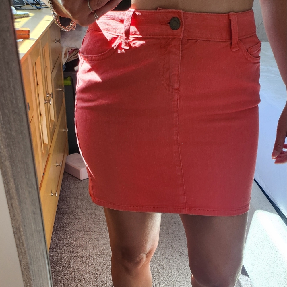Orange Denim Mini Skirt
